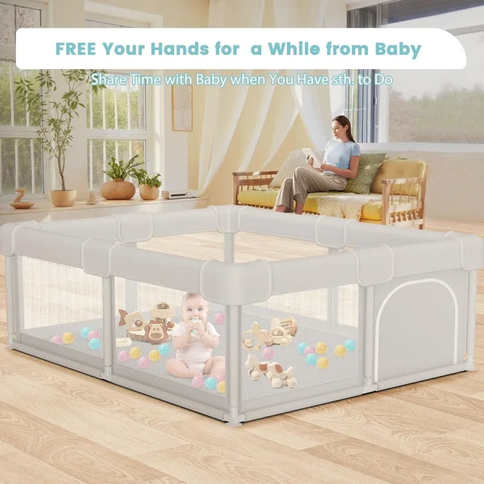 Corral para bebé con puerta 127 × 127 cm - Cucurumi — foto 2