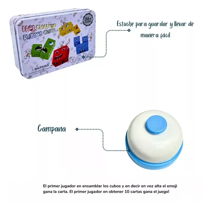 Juego de emociones con cubos de madera, tarjetas y campana — foto 3