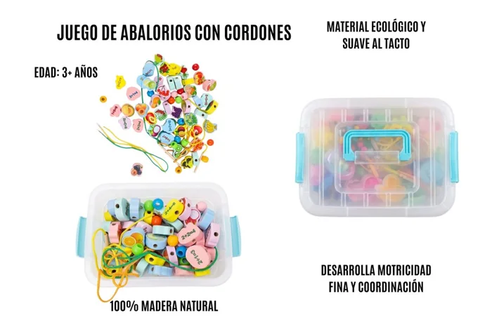 Juego de ensartar con cuentas de madera y cordones — foto 4