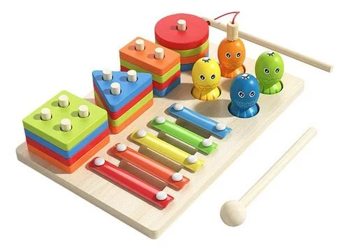 Juego de pesca Montessori 3 en 1 en madera