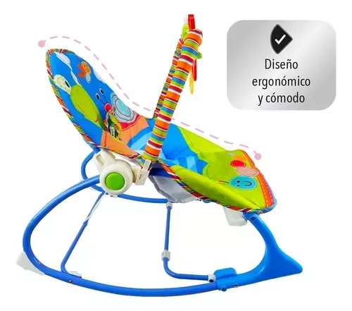 Mecedora para bebé convertible azul con barra de juguetes — foto 3