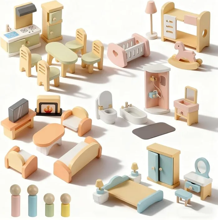 Muebles de casa de muñecas 35 piezas - Cucurumi — foto 2