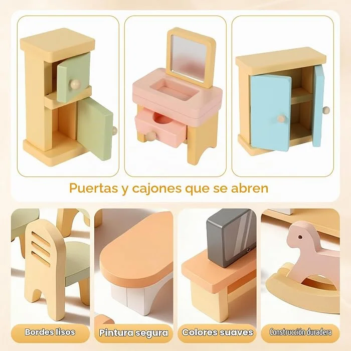 Muebles de casa de muñecas 35 piezas - Cucurumi — foto 6