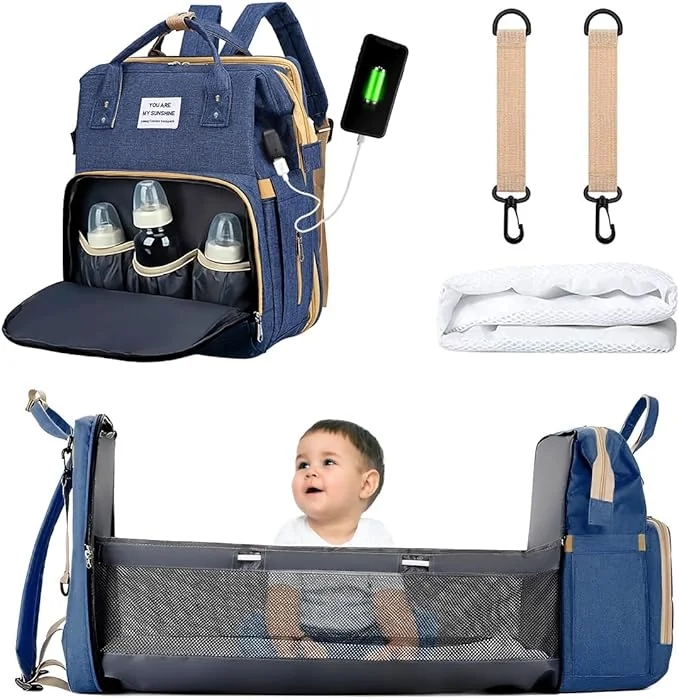 Pañalera con cambiador y cuna plegable tipo morral — foto 2