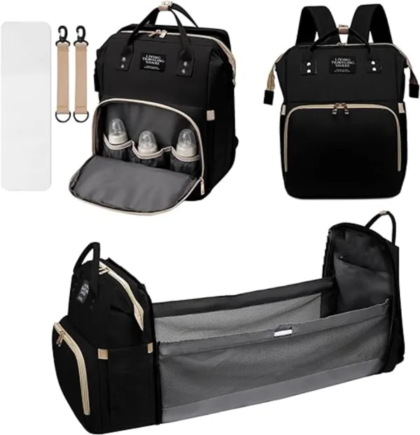 Pañalera morral tipo cuna abierta con cambiador