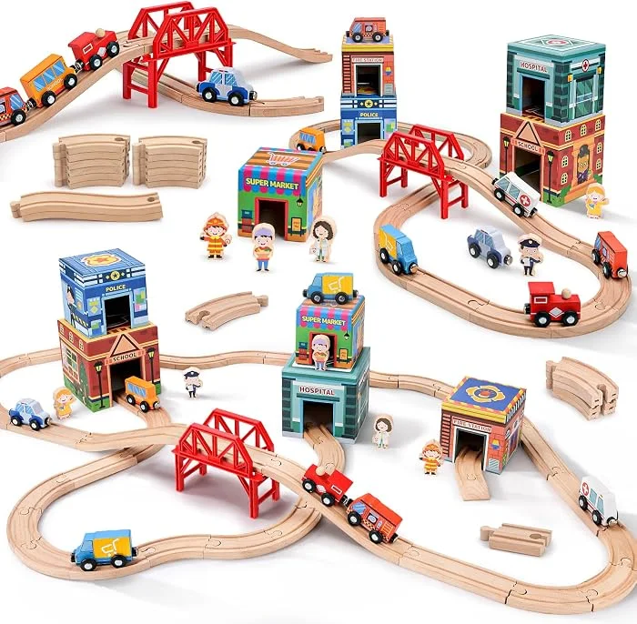 Pista de tren en madera con figuras - Cucurumi — foto 2