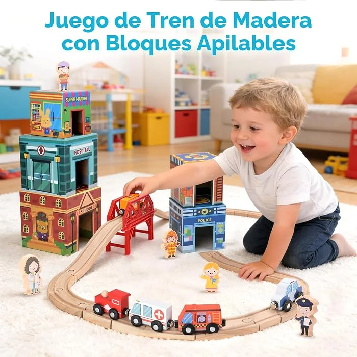 Pista de tren en madera con figuras - Cucurumi — foto 3