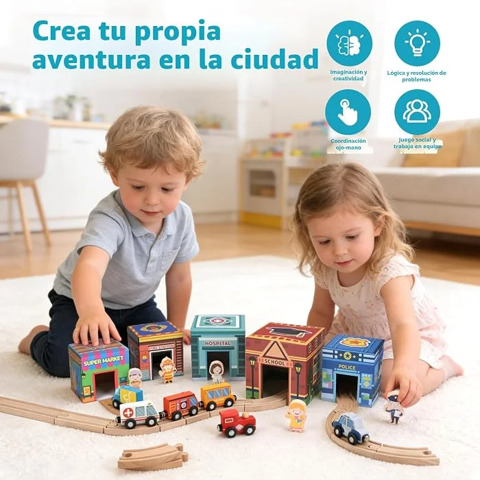 Pista de tren en madera con figuras - Cucurumi — foto 5