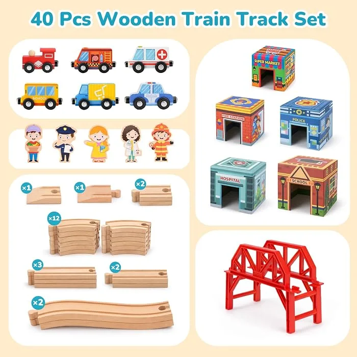 Pista de tren en madera con figuras - Cucurumi — foto 6