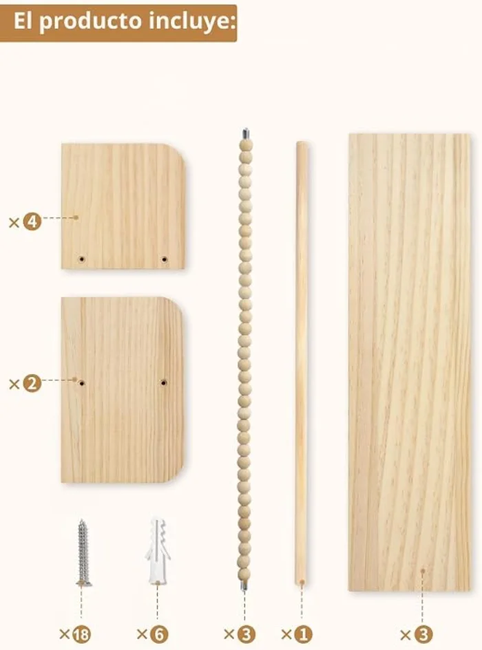 Repisas flotantes en madera natural x3 - Cucurumi — foto 6