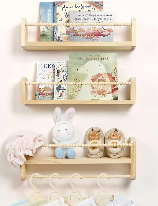 Repisas flotantes en madera natural x3 - Cucurumi