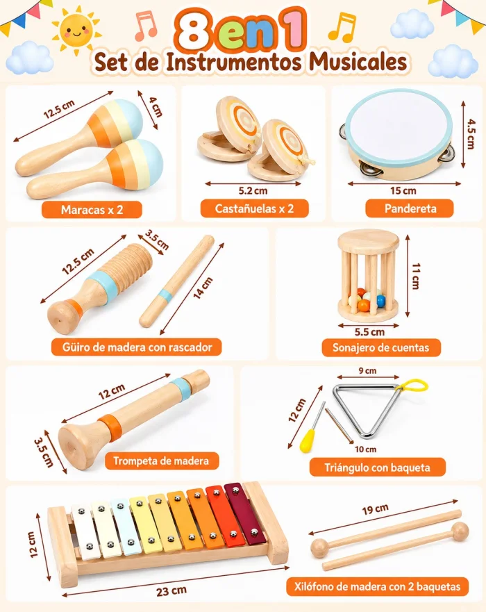 Set musical Montessori de madera 8 en 1 - Cucurumi — foto 4