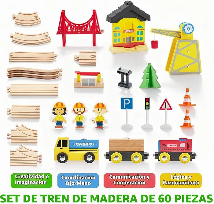 Tren magnético en madera 60 piezas - Cucurumi — foto 4