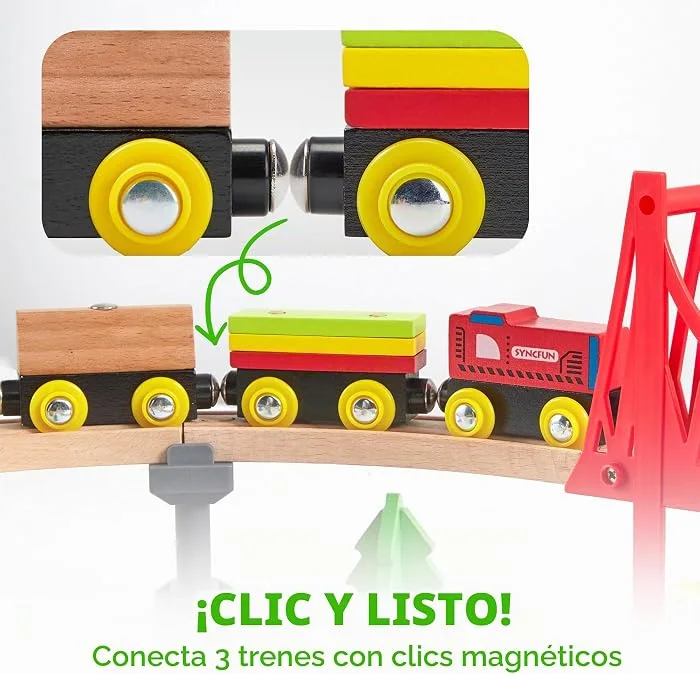 Tren magnético en madera 60 piezas - Cucurumi — foto 5